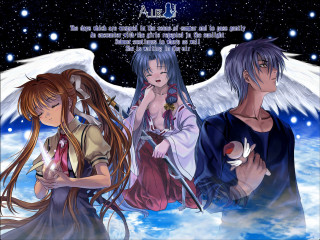 Anime characters sky fireworks moon 2 - serial art free wallpaper