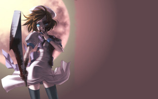 Woman holding knife full moon - a knife in front free wallpaper