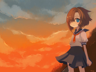Girl dress hill sunset background - a sunset in the background free wallpaper
