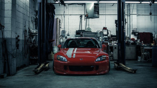 Red sports car garage white 3 - car free wallpaper