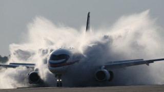 Plane smoke ground landing gear - back end free wallpaper