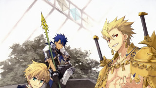 Anime characters roof trees building - a roof free wallpaper