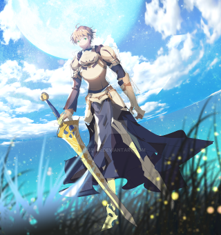 Woman blue dress sword full - full free wallpaper