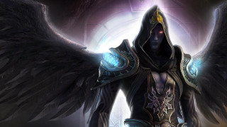 Woman wings hood sword fantasy - epic fantasy character art free wallpaper