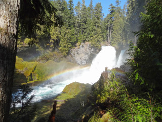 Rainbow waterfall river trees sky - bob thompson free wallpaper