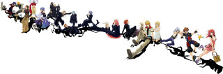 Group people standing line white 2 - different colored hair and makeup free wallpaper