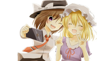 Couple people standing cellphone hat - their head free wallpaper