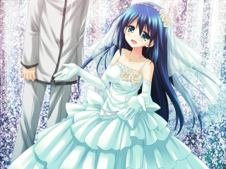 Man woman wedding dresses forest - a detailed drawing free wallpaper
