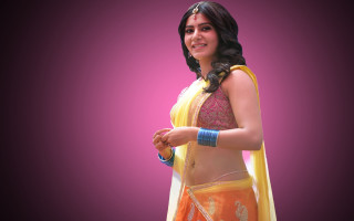 Woman yellow orange sari shawl - movie still frame free wallpaper