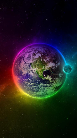 Colorful earth space stars rainbow 8 - mystical color free wallpaper