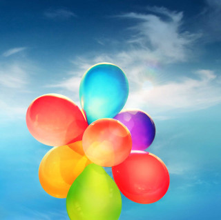 Balloons floating sunny day blue 3 - a few cloud free wallpaper