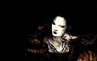 Woman black hair necklace sitting - ben templesmith free wallpaper