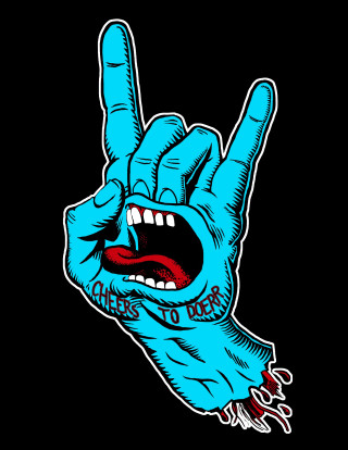 Peace sign tongue blood dripping - computer art free wallpaper