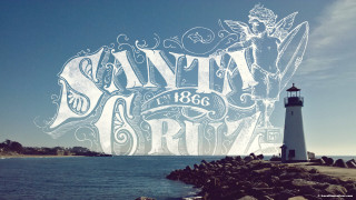 Lighthouse santa cruz sign blue - digital art free wallpaper