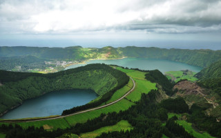Scenic lake mountains cloudy sky 2 - scenic free wallpaper