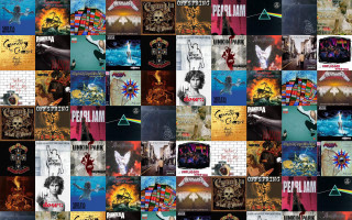 Album collage man rainbow center - a collage of various album free wallpaper