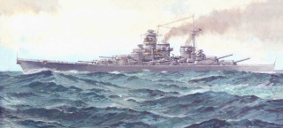 Battleship ocean waves smoke painting - official art free wallpaper