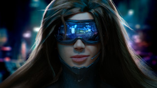 Futuristic woman helmet goggles night - cedric peyravernay free wallpaper