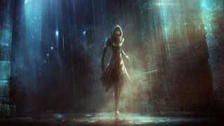 Woman raincoat dark alleyway rain - aleksi briclot free wallpaper