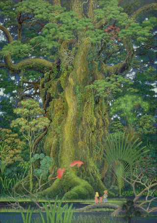 Tree person bird flying painting - the middle of it free wallpaper