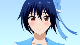 Anime girl blue hair bird - a blue shirt free wallpaper