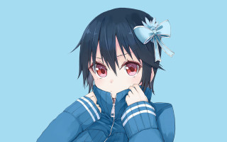 Anime girl bow blue outfit - a blue outfit free wallpaper