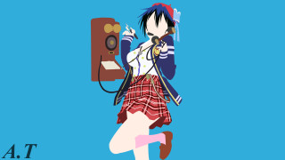 Woman microphone blue background cartoon - vector art free wallpaper