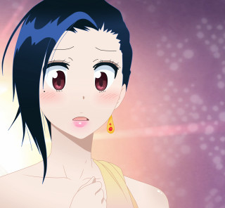 Blue haired woman yellow dress - purple free wallpaper
