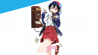 Girl blue hair plaid skirt - a phone free wallpaper