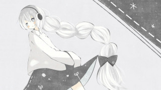 Girl long hair ponytail drawing 2 - white hair free wallpaper