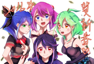 Girls colored hair bows group - different free wallpaper