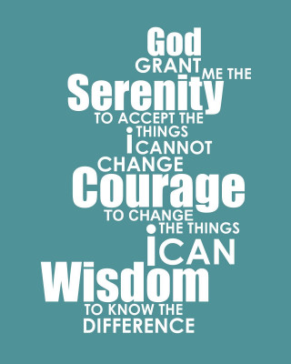 Blue background white words serenity - free love wallpaper