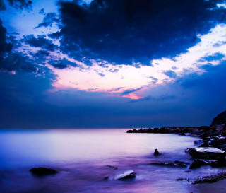 Sunset ocean boat long exposure - mystical free wallpaper