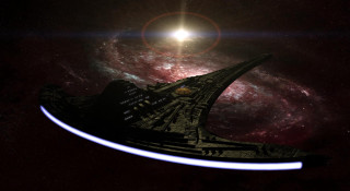 Spaceship floating galaxy bright light - a space ship free wallpaper