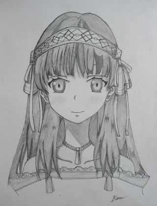 Girl long hair hat drawing - long hair and a hat free wallpaper