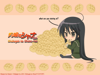 Cartoon girl sitting bread pile - bian shoumin free wallpaper
