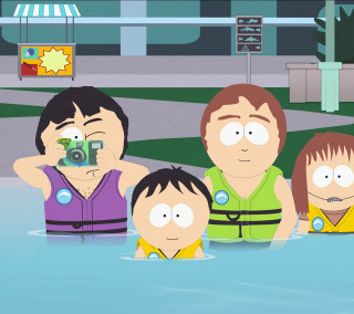 Family pool camera picture taking - free bikini wallpaper