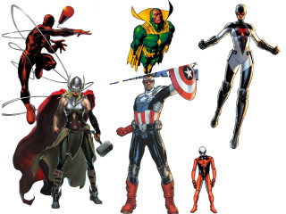 Superheroes group poses costumes armors - zdarsky free wallpaper