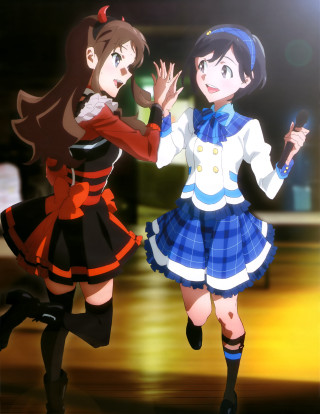 Anime girls dancing together dance - together free wallpaper