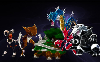 Colored animals group black background - pokemon free wallpaper