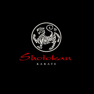 Black background white red logo - kitsch movement free wallpaper