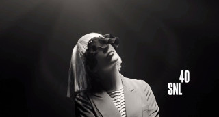 Woman veil bowtie looking up - video art free wallpaper