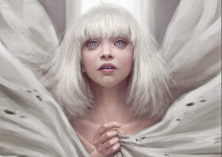 Woman white hair white dress - white hair free wallpaper