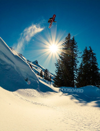 Snowboard jump sunshine hill trees - artur grottger free wallpaper