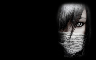 Woman mask black background white 2 - cyberpunk art free wallpaper