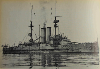 Battleship floating water boat smoke 2 - a large battleship free wallpaper