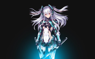 Futuristic woman sword glowing body - mecha free wallpaper