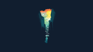Street light person walking dark - side in the dark free wallpaper