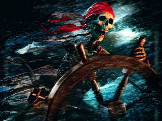 Pirate ship ocean skull red - a ship in the ocean free wallpaper