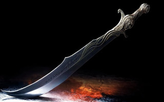 Large knife dragon handle black - dark fantasy art free wallpaper